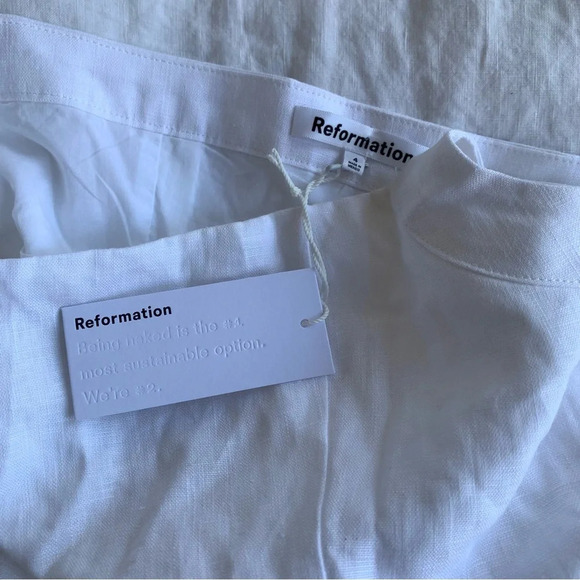 NWT Reformation Valli White Linen Cut Out Halter Mini Dress Bride Bridal - Picture 9 of 10